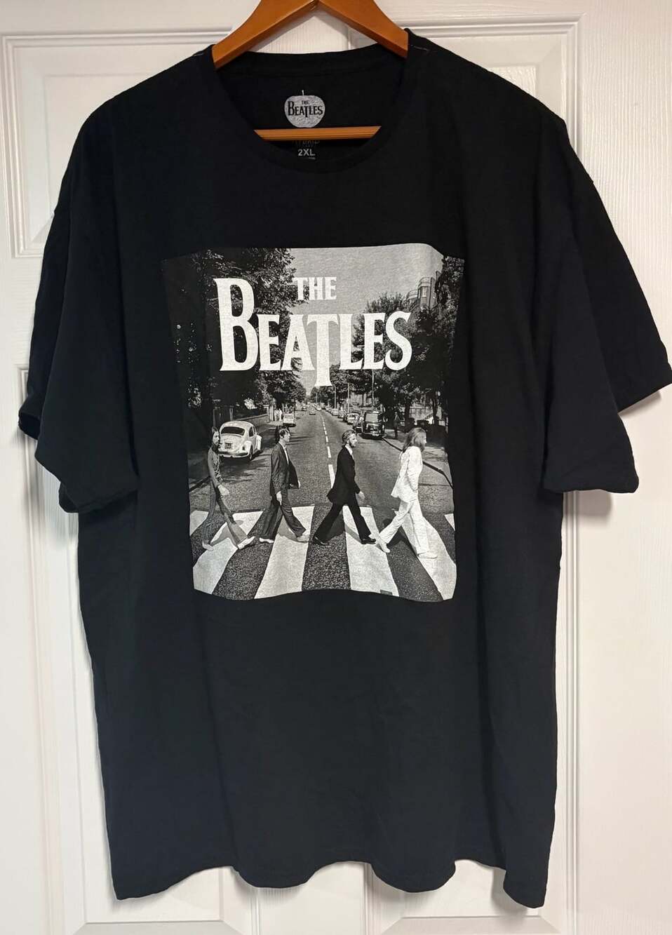 The Beatles Abbey Road Album Graphic Print Black Short Sleeve Cotton T-Shirt 2XL